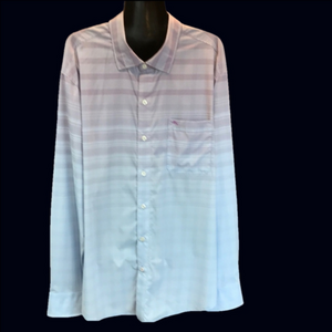 Tommy Bahama Siesta Key Mauve & Blue Long Sleeve Button Up Shirt Men's L